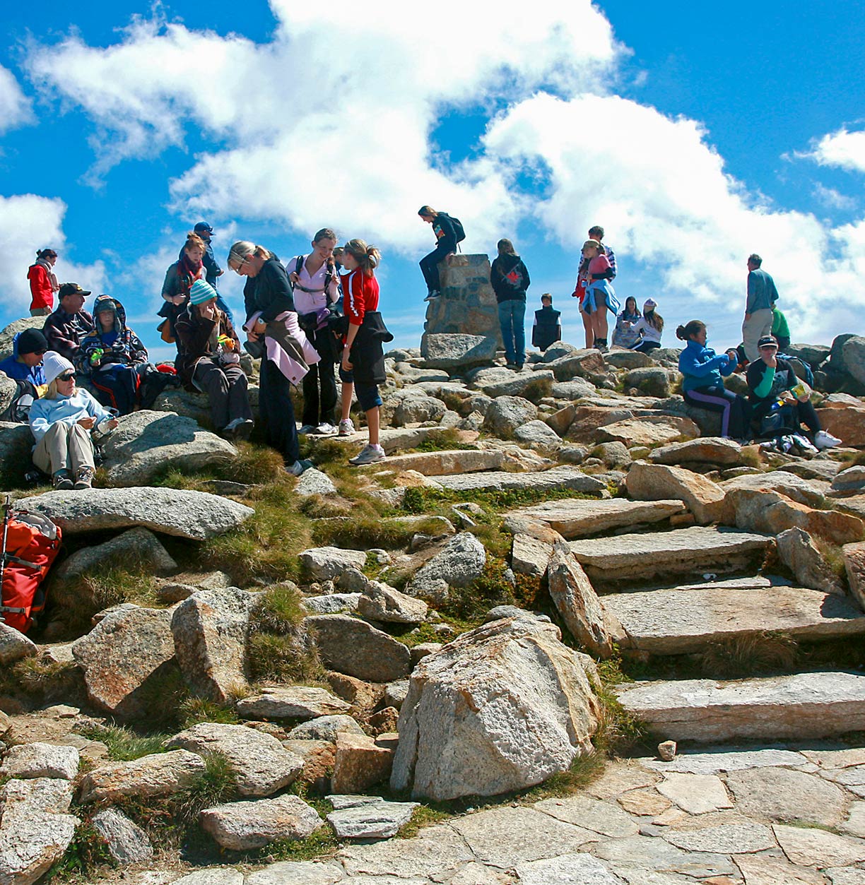 Tourists on the summit of Mount Kosciuszko, Australia