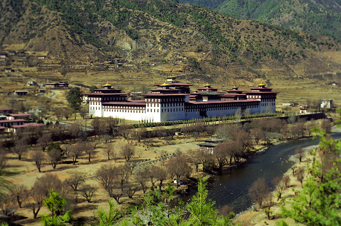 Tashichho Dzong, seat of the Bhutanese government in Thimphu 