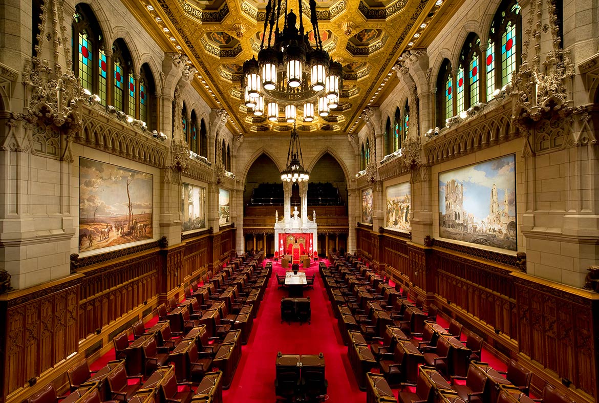 The three thrones in Canada's Senate chamber