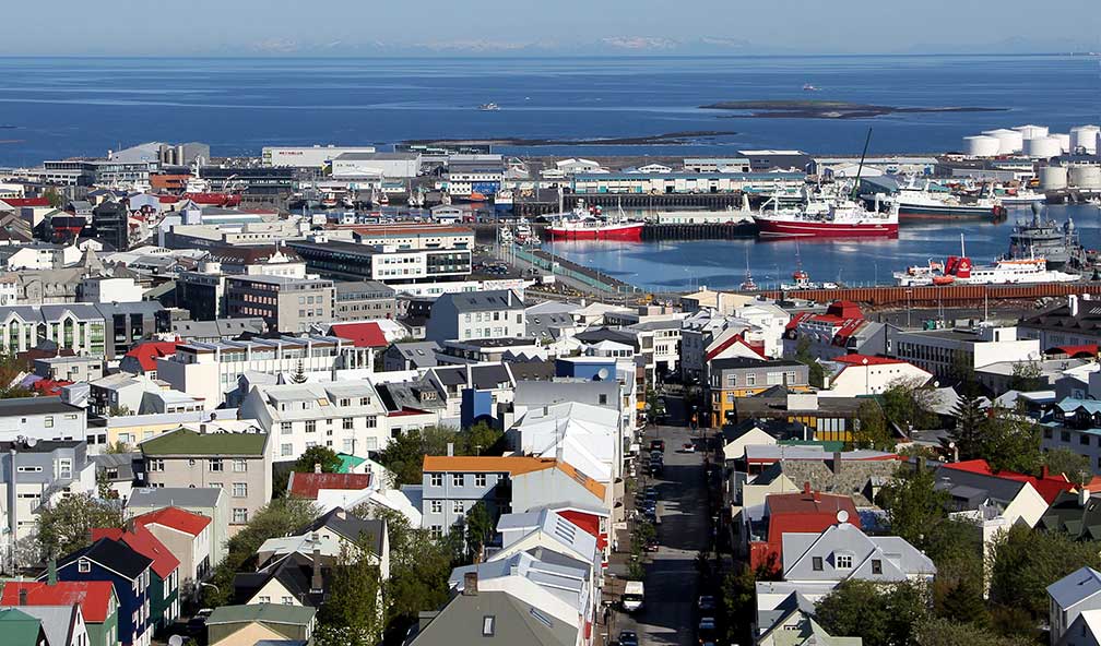 Central Reykjavík and harbour seen from Hallgrím’s church