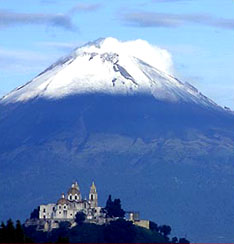 Pueblo Cholula and Popocatepetl, Mexico