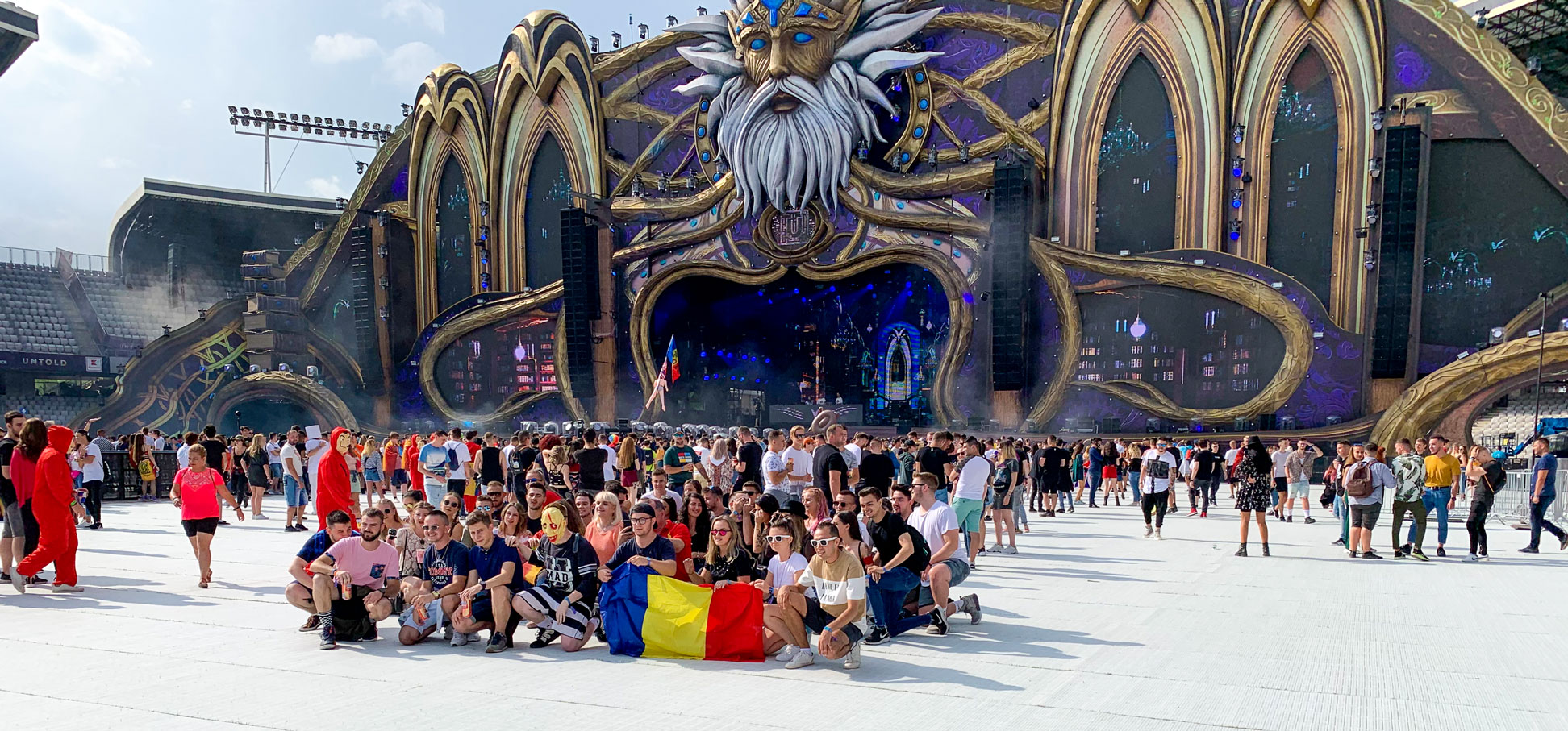 Fans of UNTOLD Festival with Romanian flag.