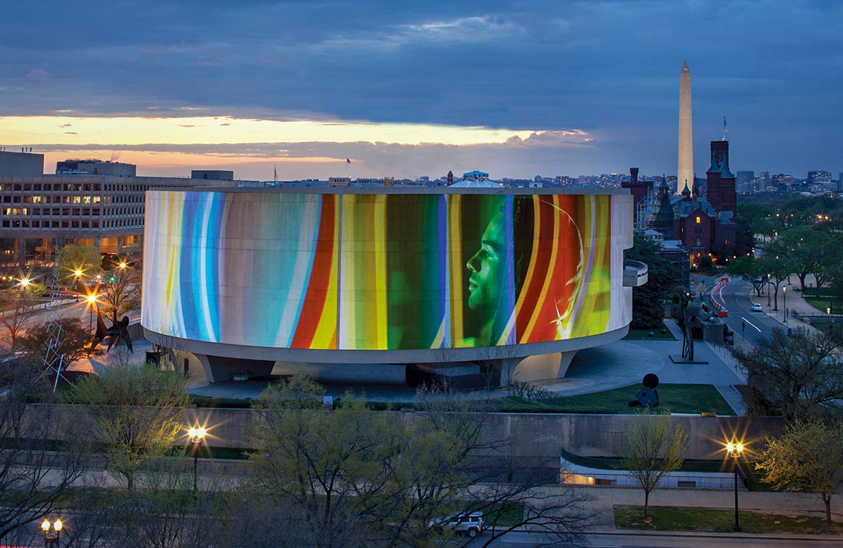The facade of the Hirshhorn National Museum of Modern Art in Washington DC