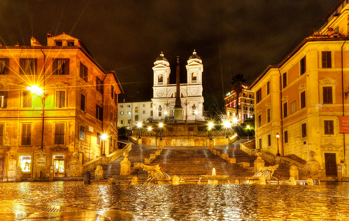 Piazza di Spagna in Rome with view of the Spanish Steps