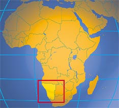 Location of Namibia in Africa. Where in Africa is Namibia?