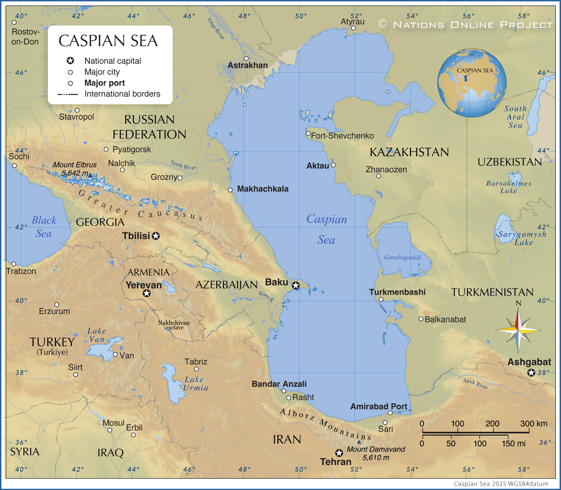 Reference Map of the Caspian Sea