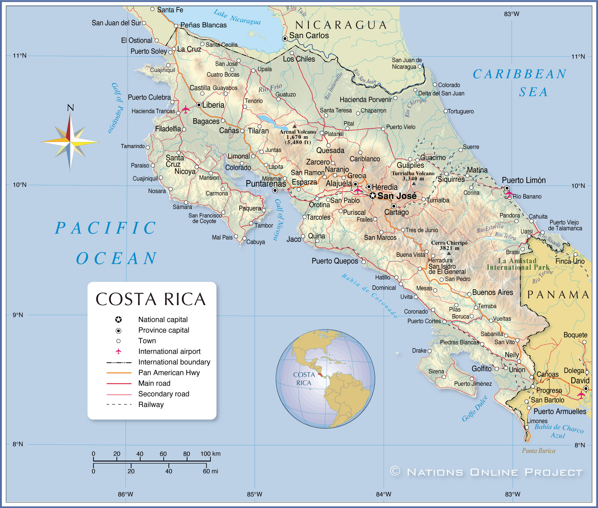 Detailed Map of Costa Rica - Nations Online Project