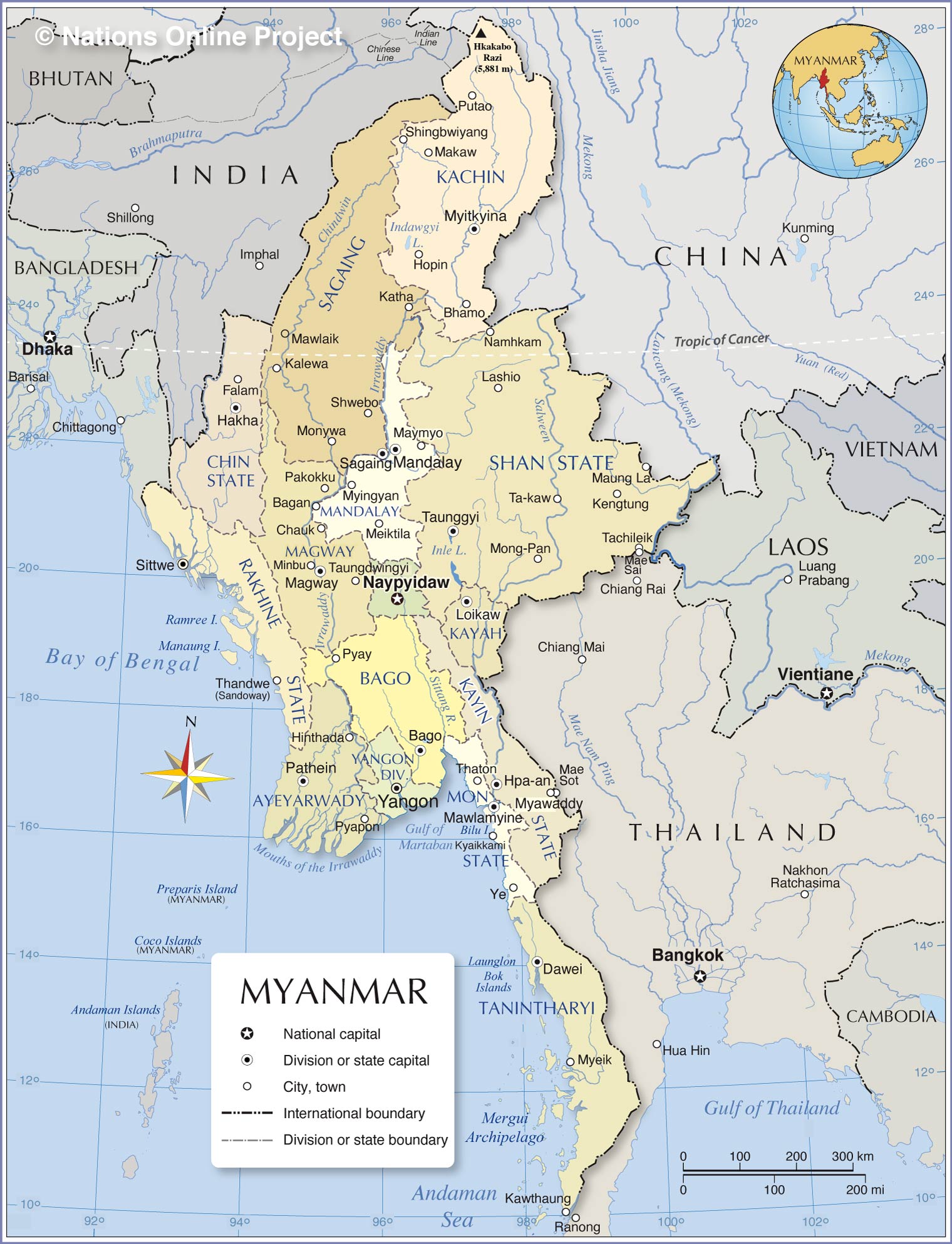 Geopolitical Map Of Myanmar Myanmar Maps Worldmapsinfo Images The