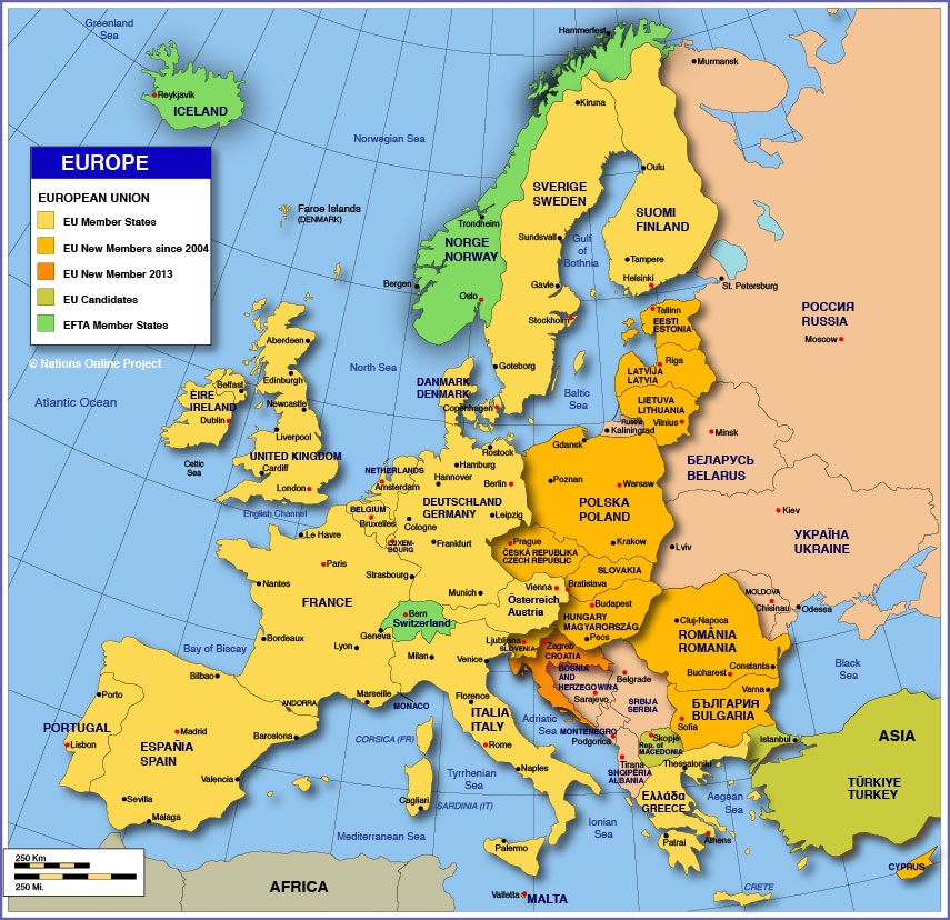 Political Map of Europe Member States of the European Union: