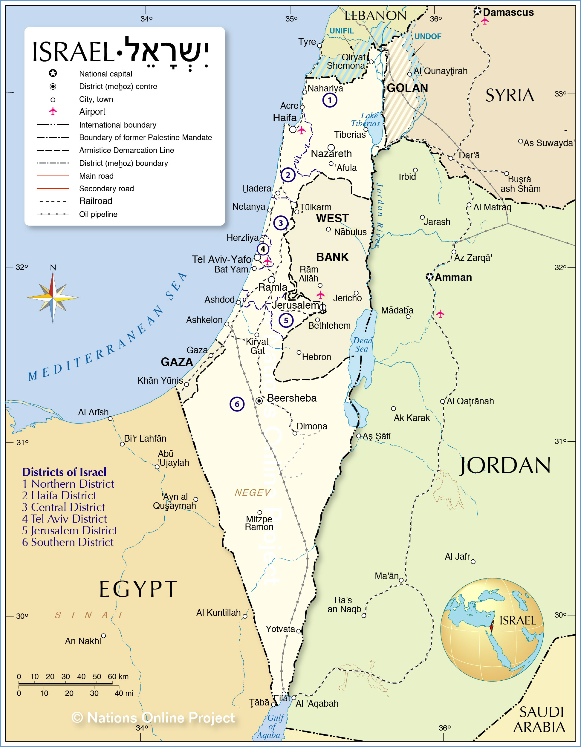 Political Map of Israel - Nations Online Project