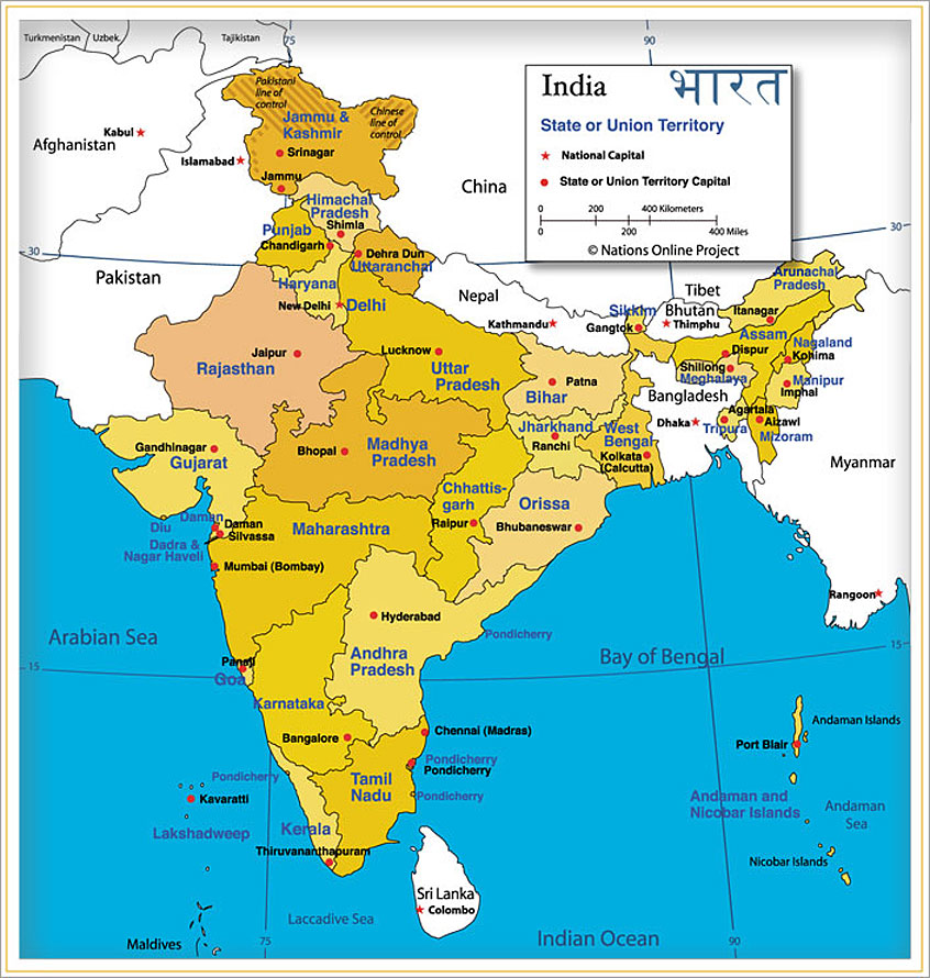 map of india with states India Map Of India S States And Union Territories Nations Online map of india with states