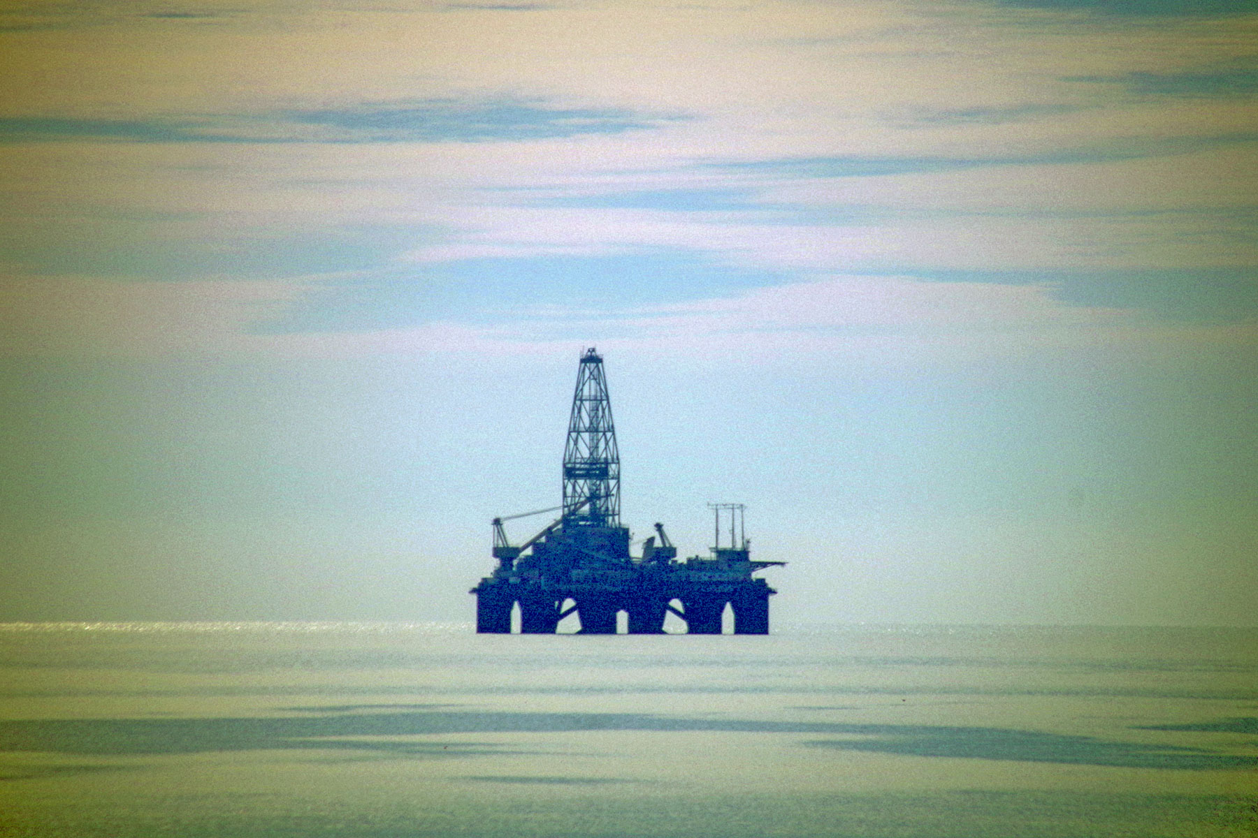 A drilling rig in the Caspian Sea.