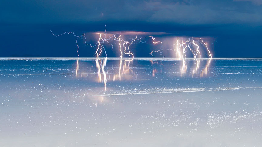 Lightning over Salar de Uyuni in Bolivia