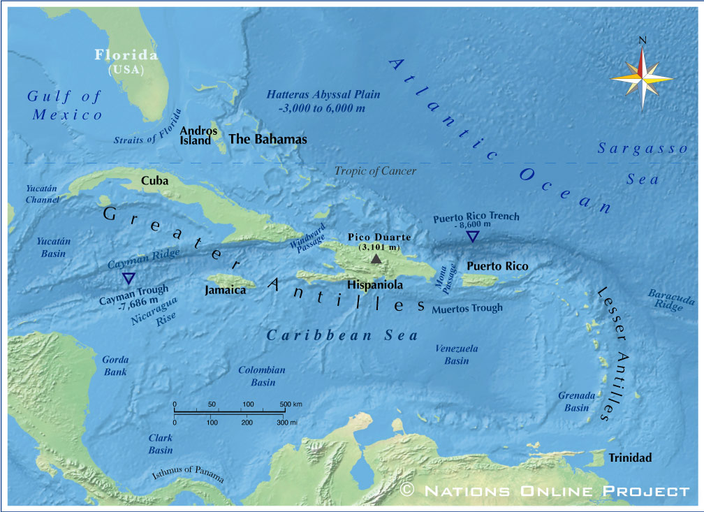 caribbean islands on world map