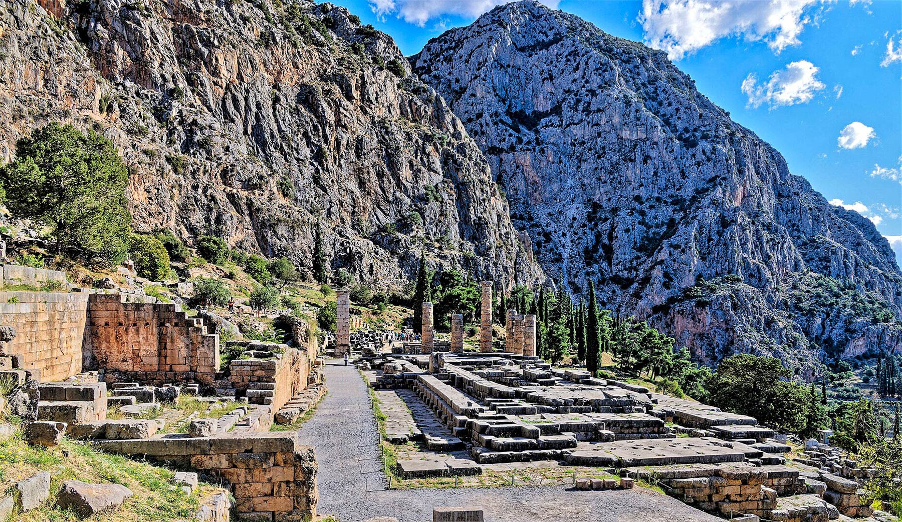 The Ruins of Delphi with the amphitheater.