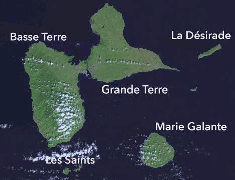 Map of the Eastern Caribbean and the location of La Désirade (detail);