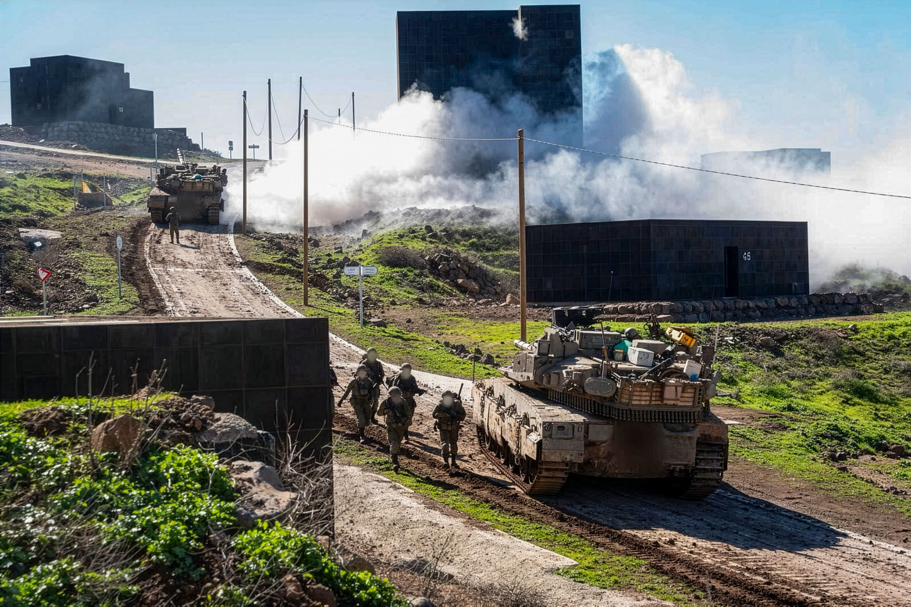 Israeli tanks on the Israeli-Lebanese border