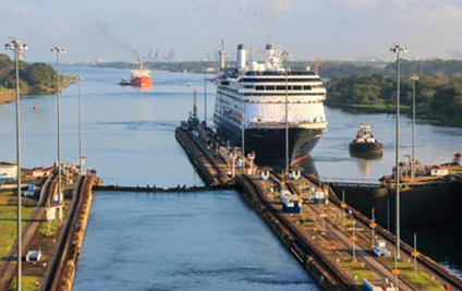 Panama-Canal with ships