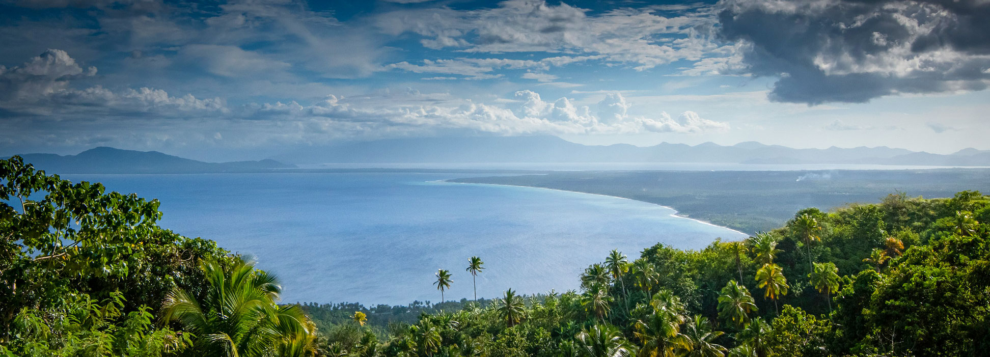 Landscape with Mount Hamiguitan and Dahican Beach, Philippines