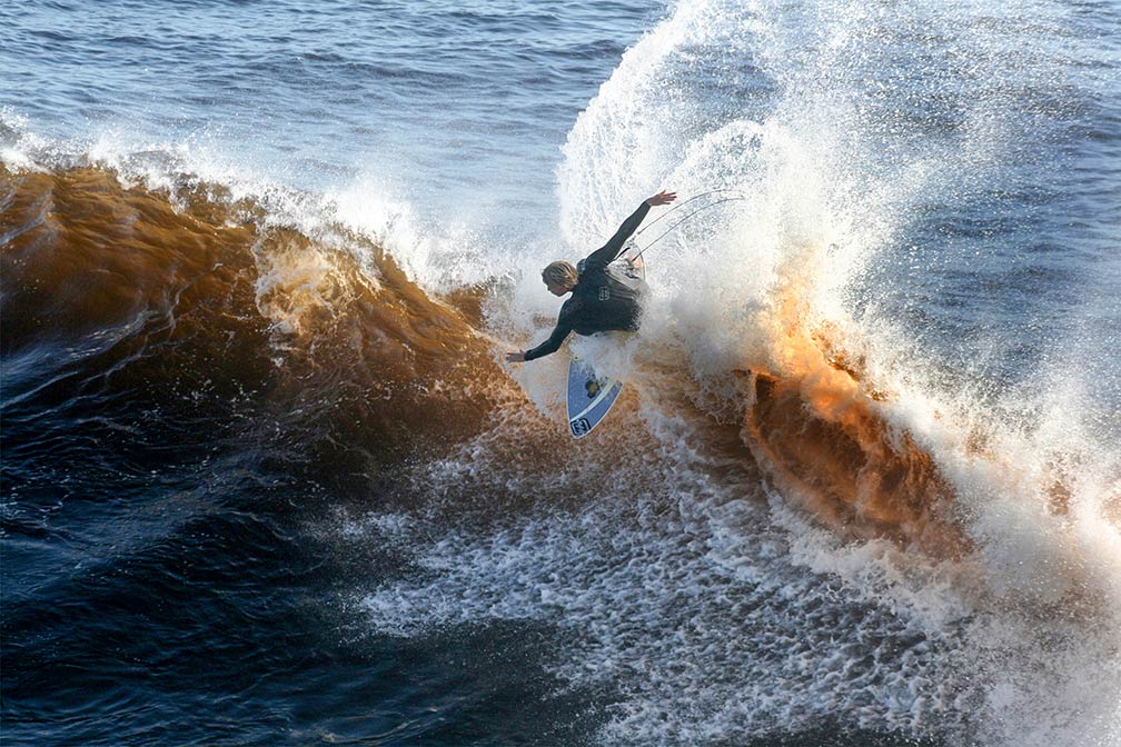 Surfer at Surf City Santa Cruz in California