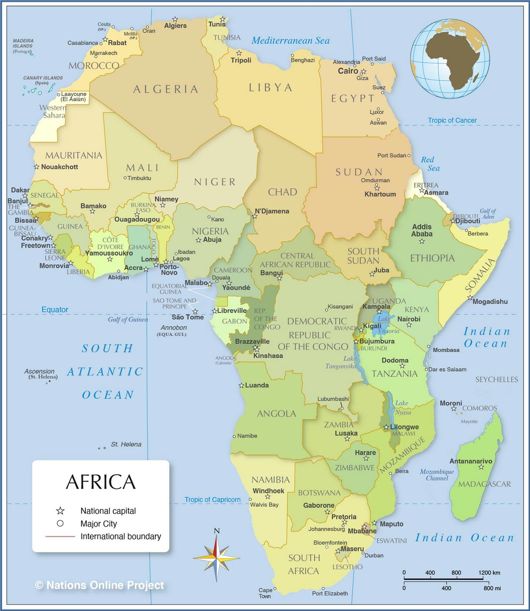 Countries In Africa Continent Map Countries By Continent :: African Countries - Nations Online Project
