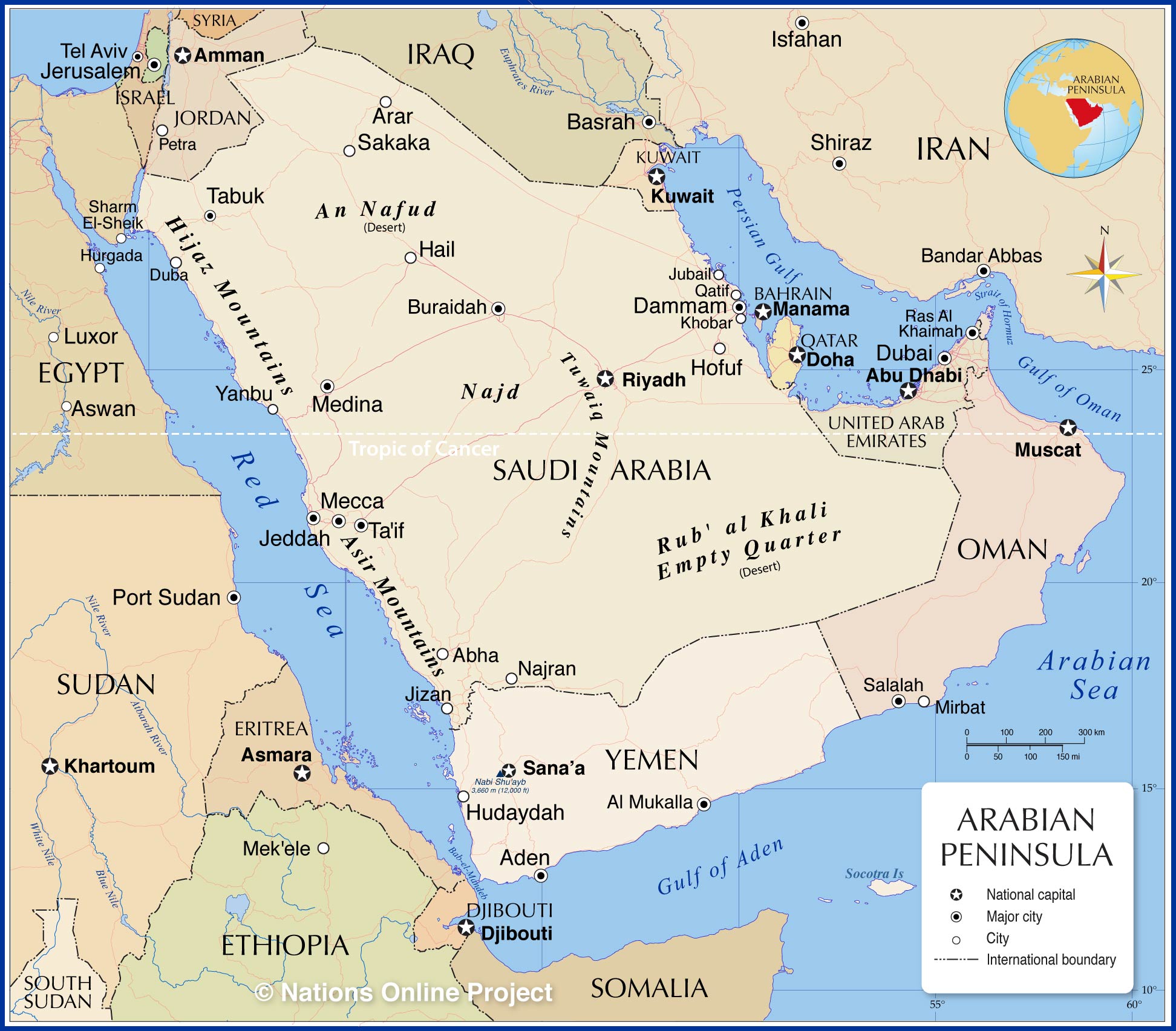 Political Map of the Arabian Peninsula - Nations Online Project