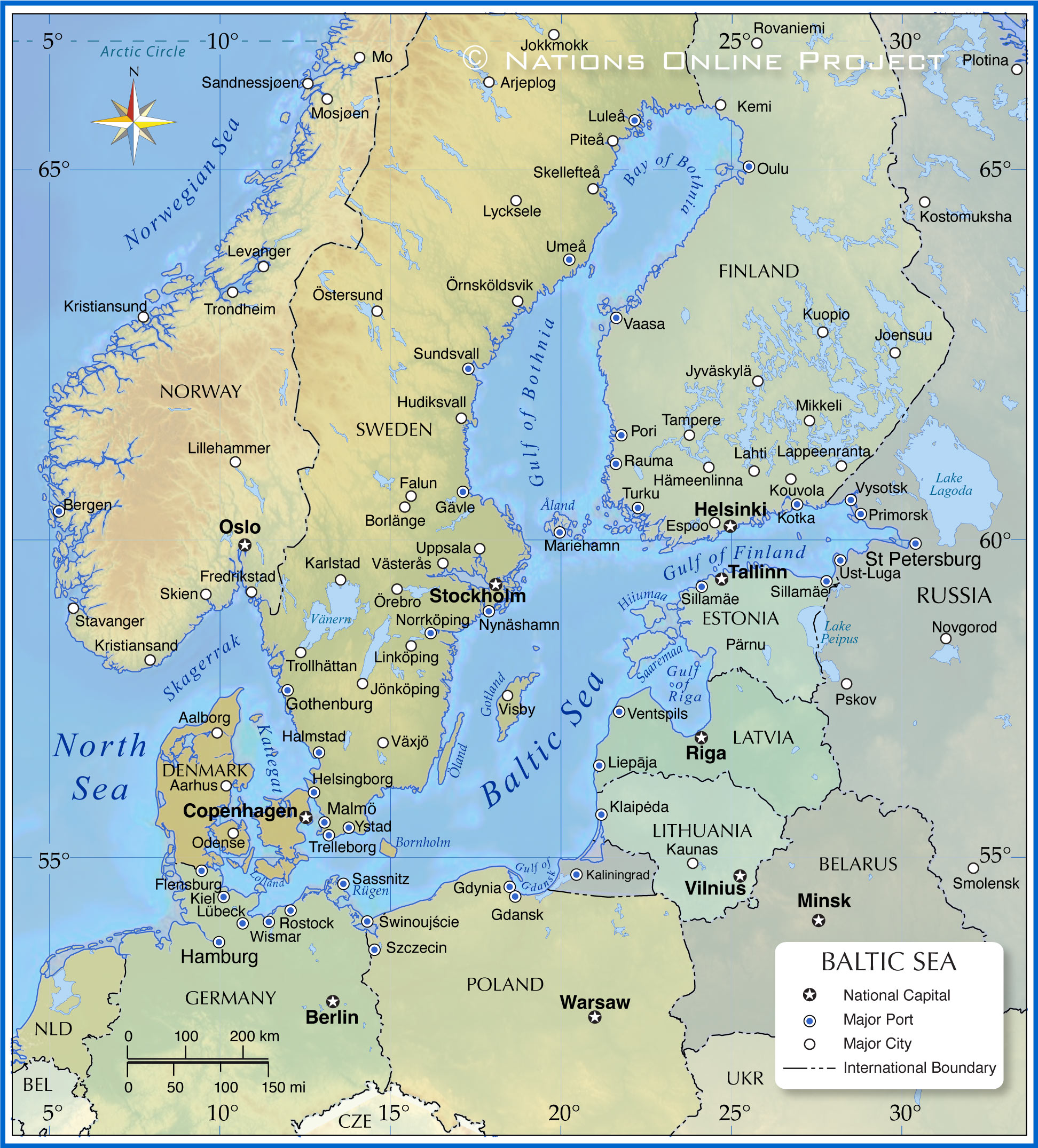 Карта Балтийского моря и страны Балтийского моря