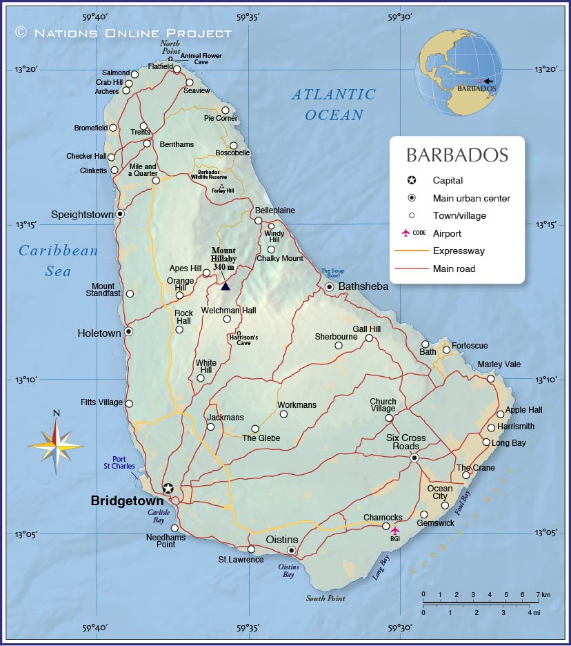 Political Map of Barbados - Nations Online Project