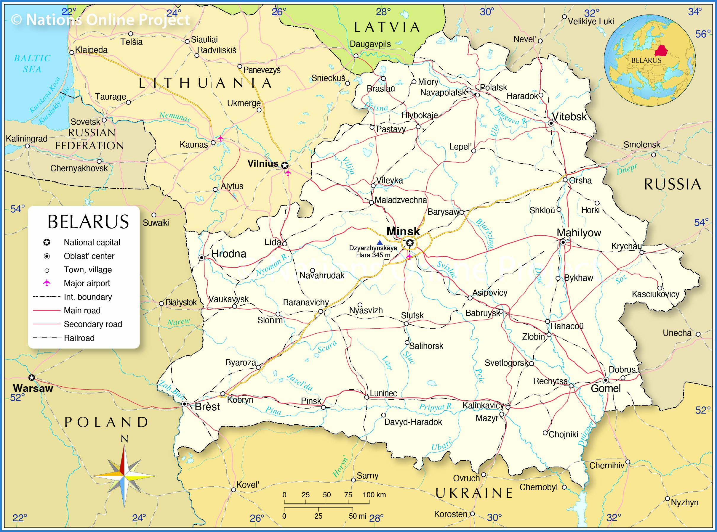 Political Map Of Belarus - Nations Online Project