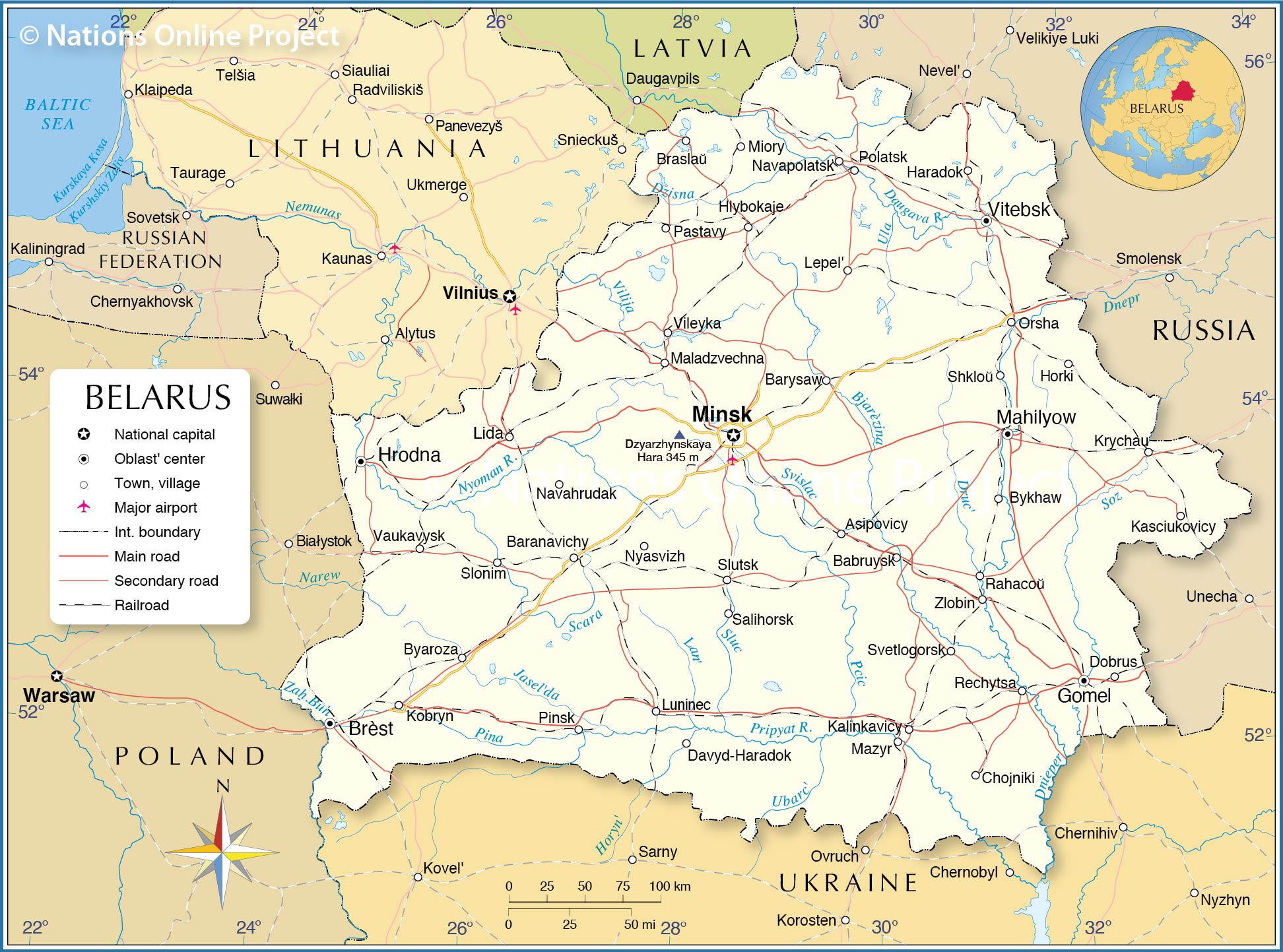 Poland And Belarus Map Political Map Of Belarus - Nations Online Project