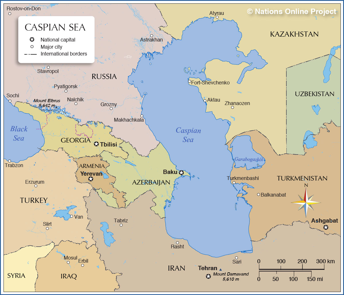 black sea caspian sea on world map Map Of The Caspian Sea Nations Online Project black sea caspian sea on world map