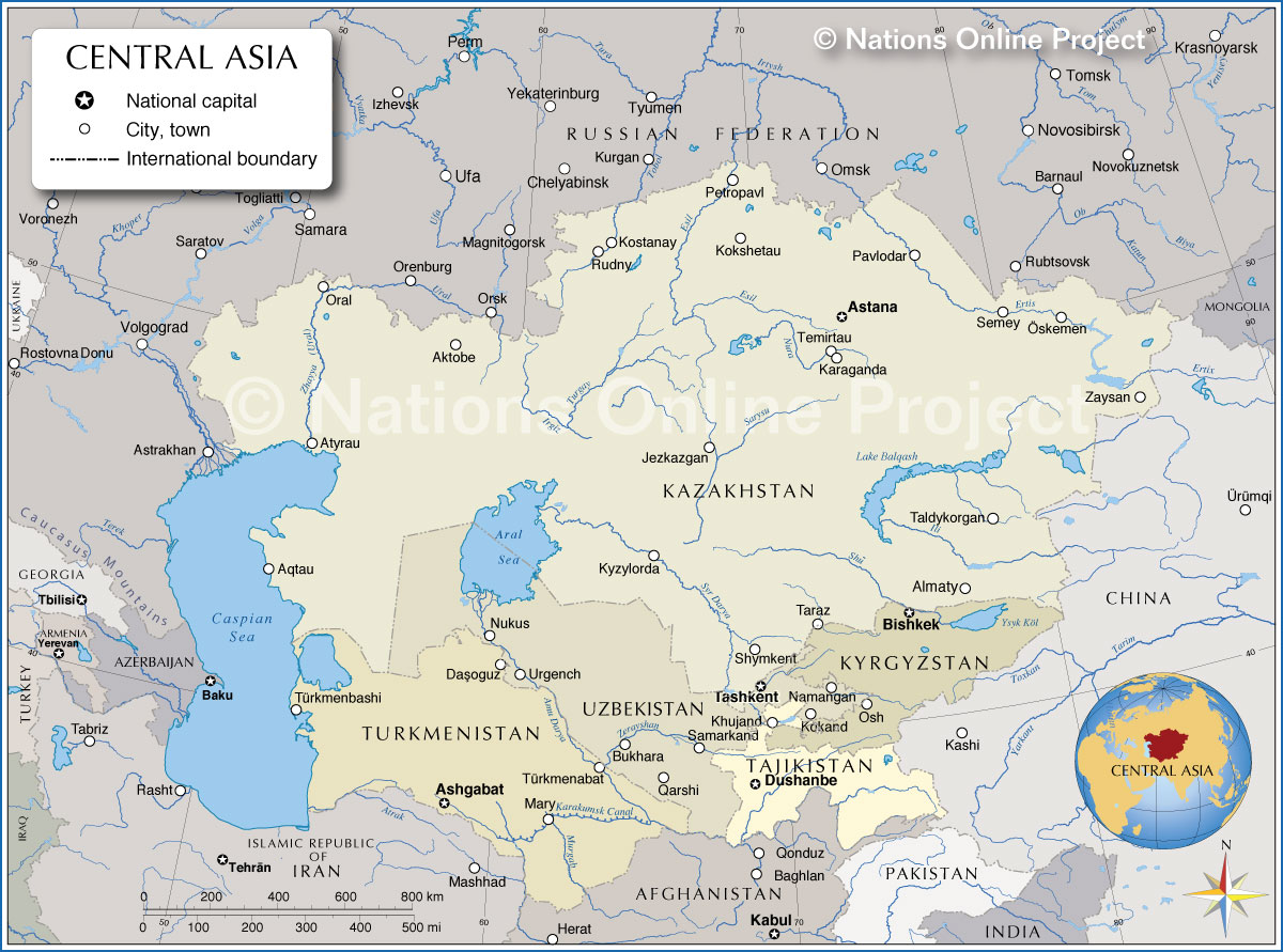 Central Asia Countries And Regions Map - Trudy Ingaberg
