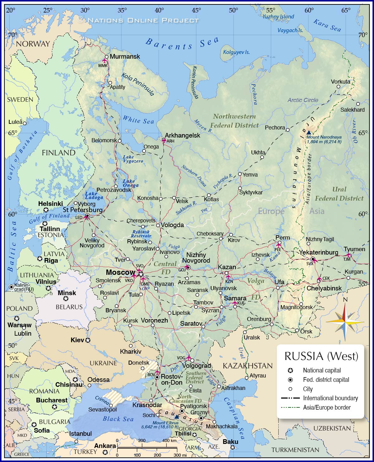 Map of European Russia - Nations Online Project