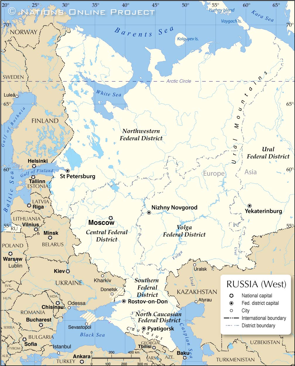 Map Of Northern Europe And Russia Map of European Russia   Nations Online Project