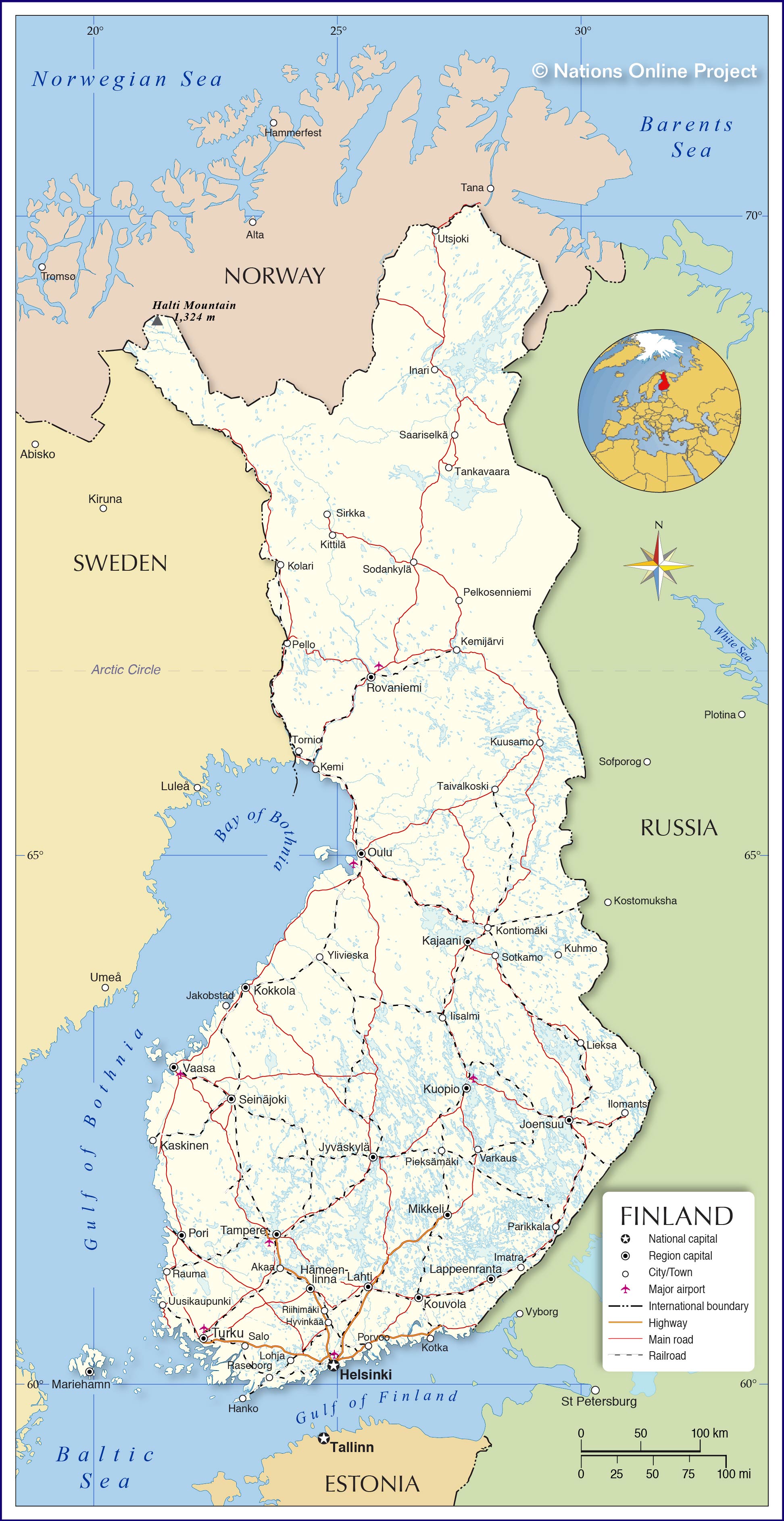 A Map Of Finland Political Map of Finland   Nations Online Project