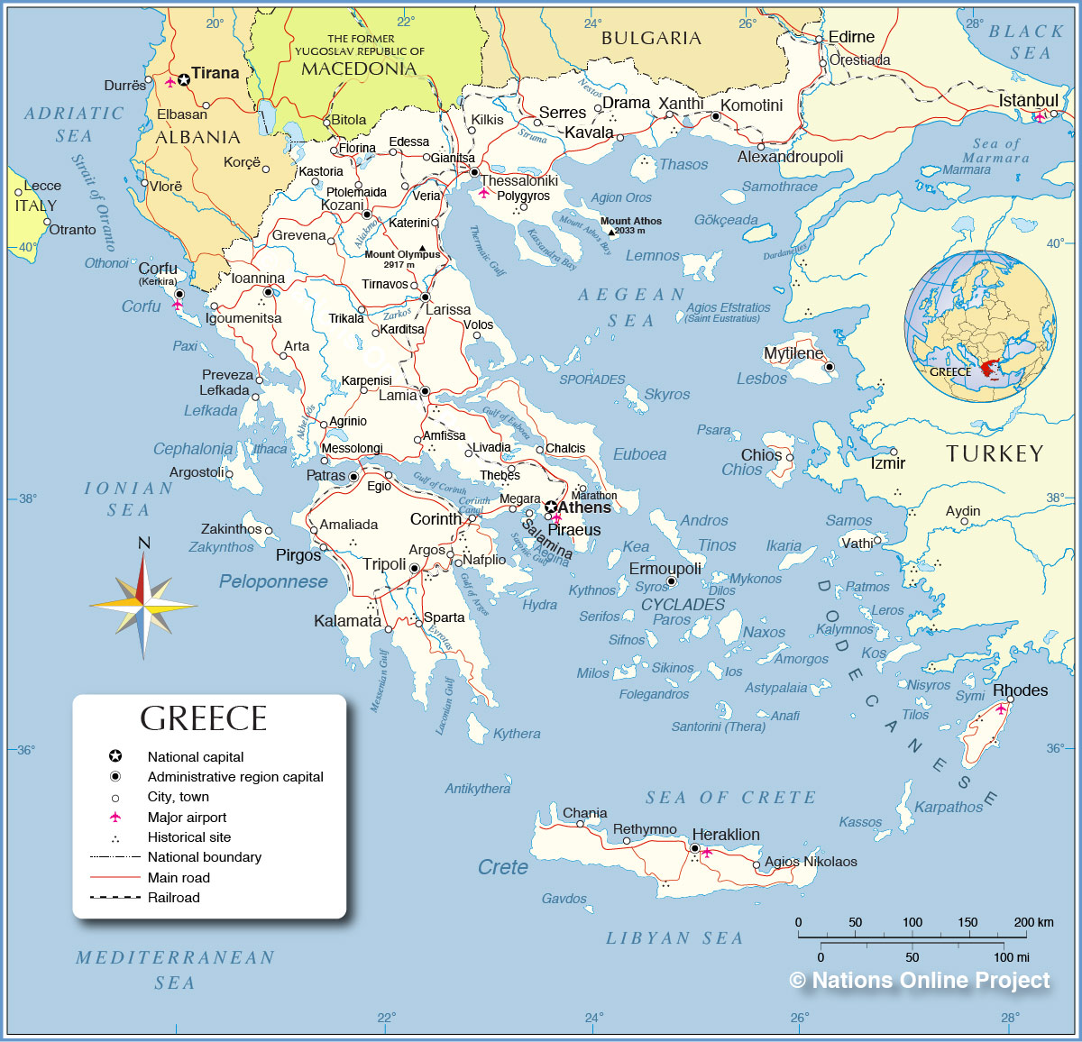 Map Of Greece Area Political Map Of Greece - Nations Online Project