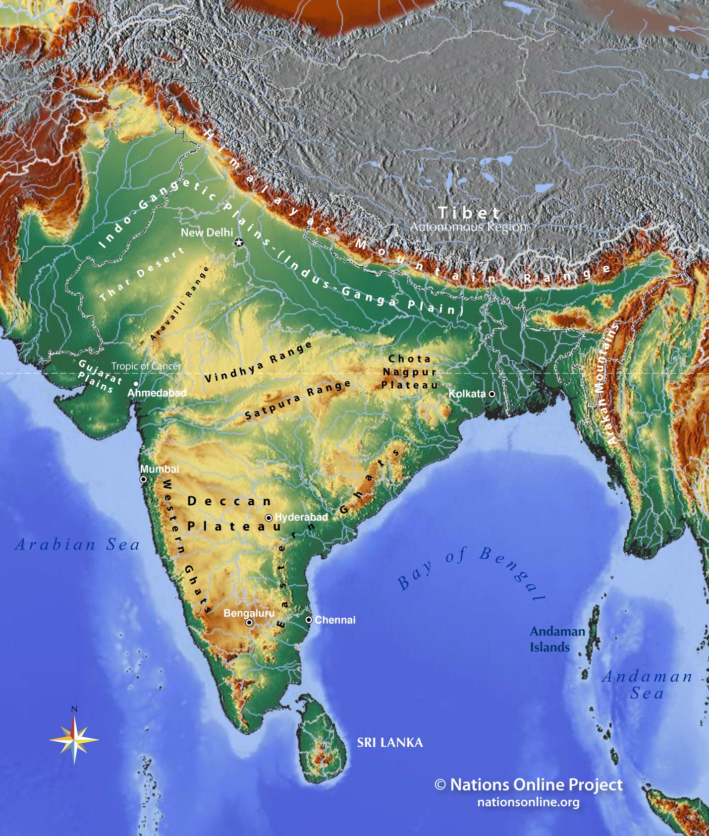 north indian states map