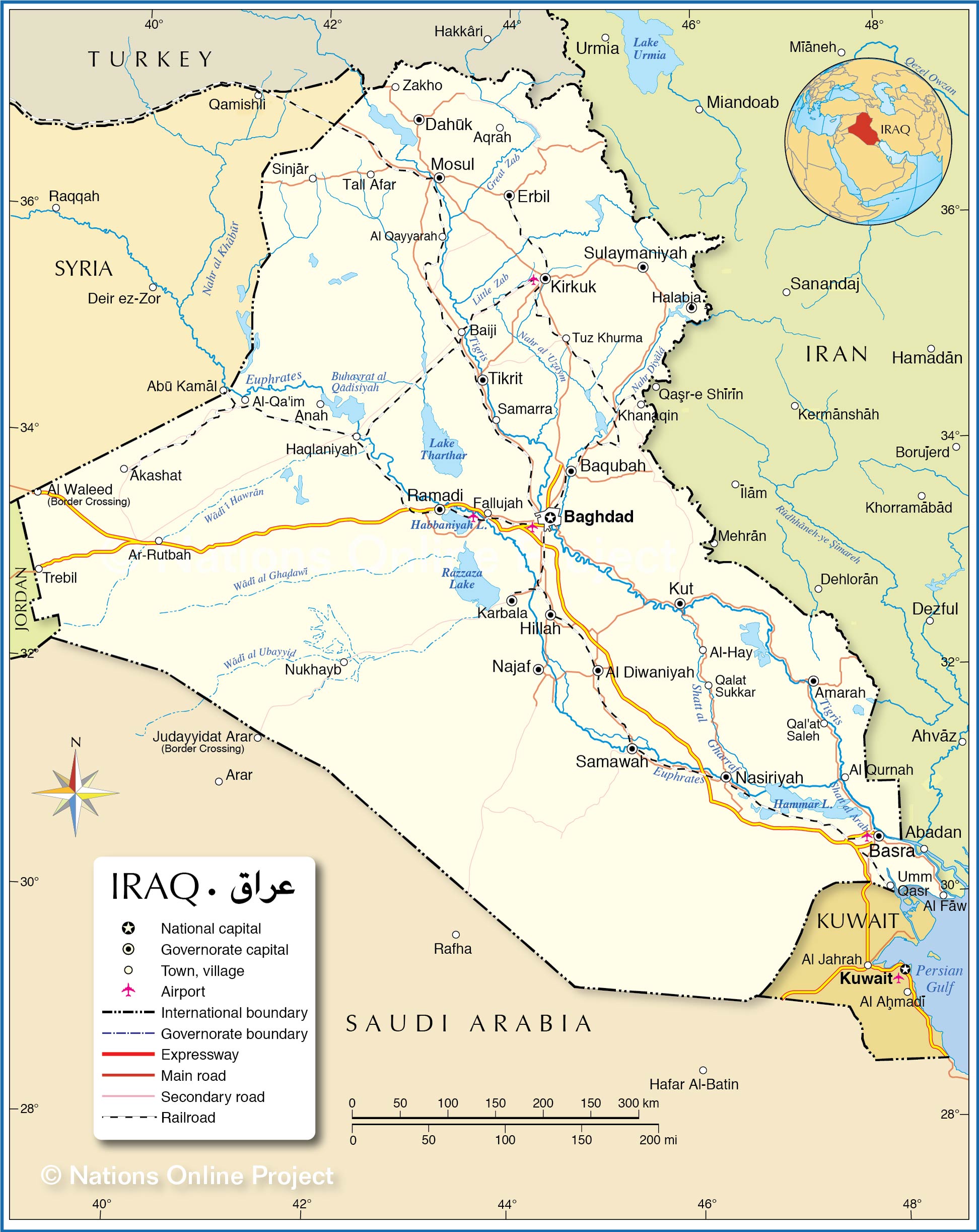 Map Of Iraq And Surrounding Countries Political Map of Iraq   Nations Online Project