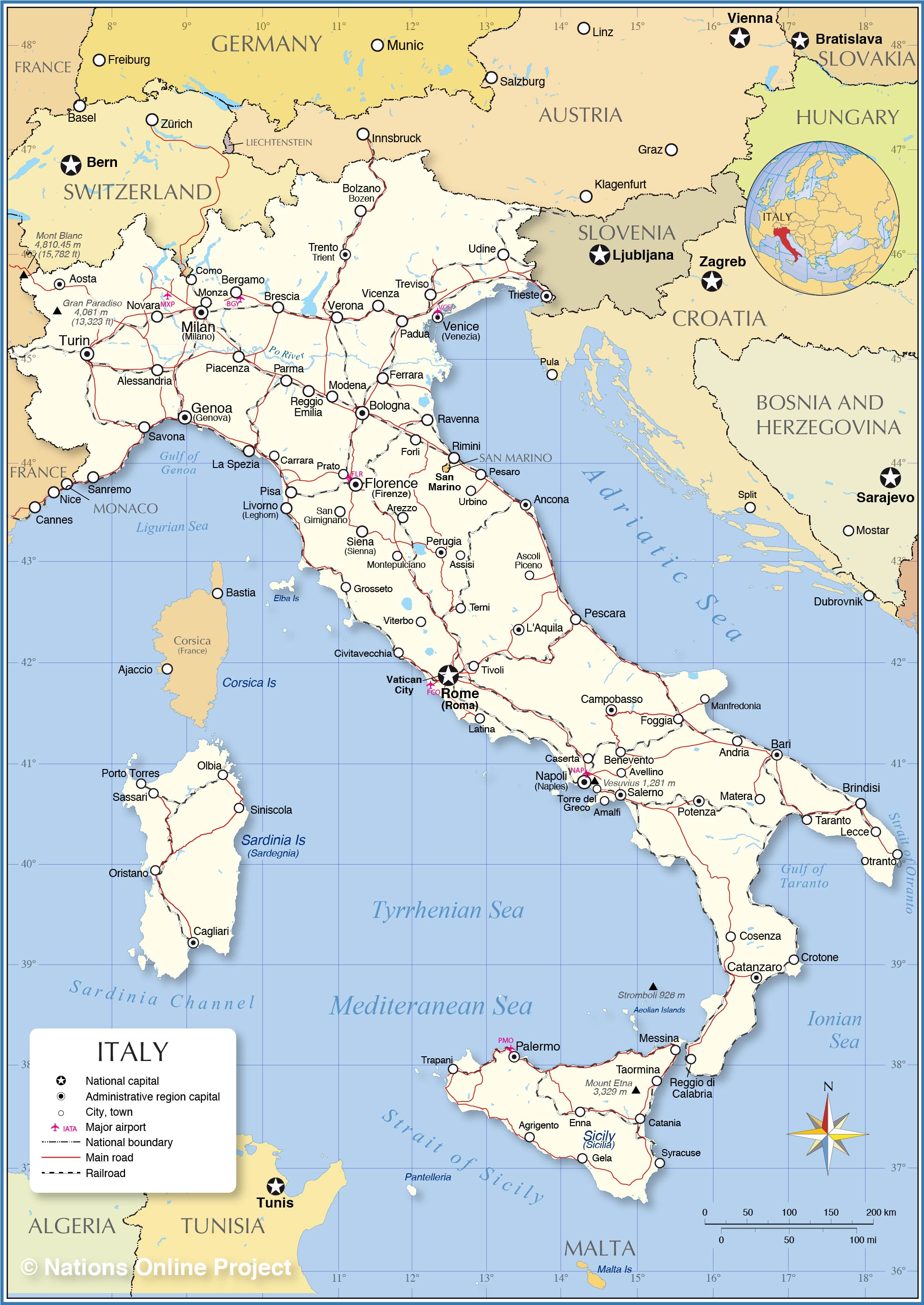 map of italy and spain with cities Political Map Of Italy Nations Online Project map of italy and spain with cities