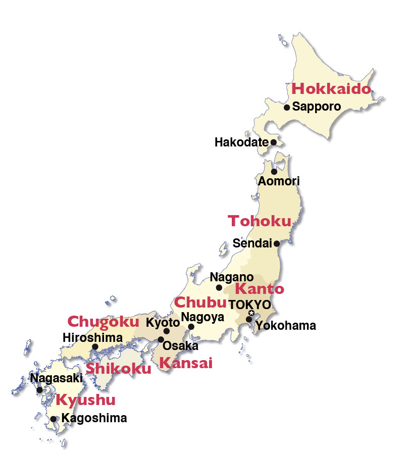 Japan Region Map 