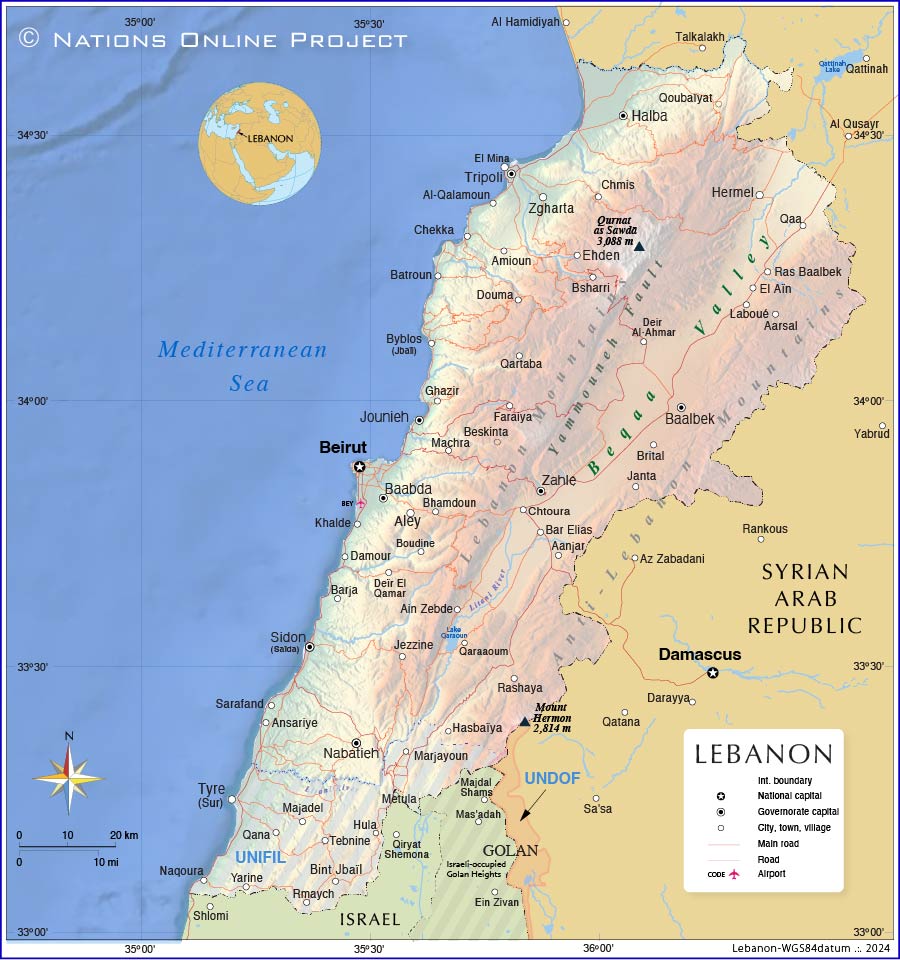 Political Map of Lebanon - Nations Online Project