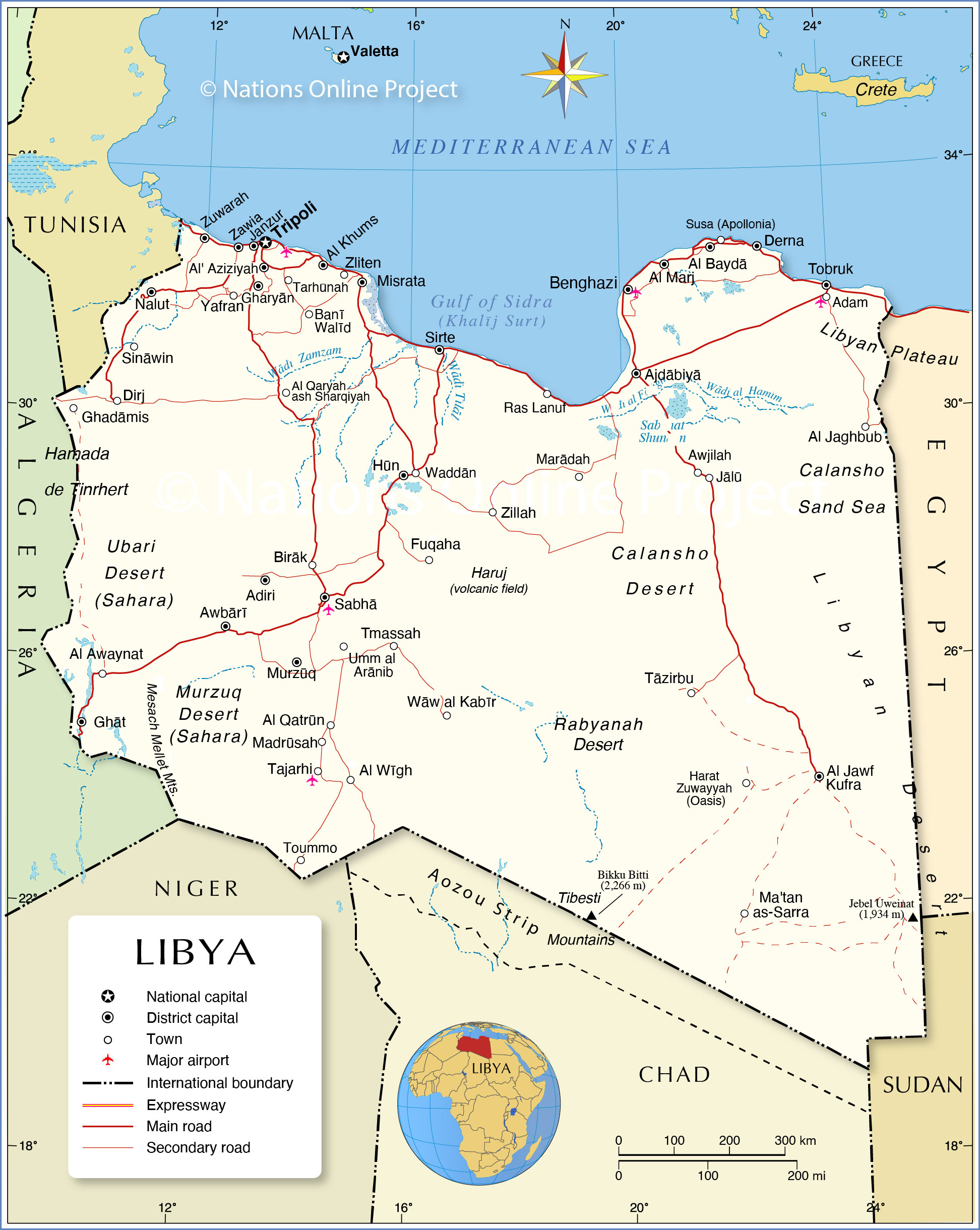 Libya Political Map 