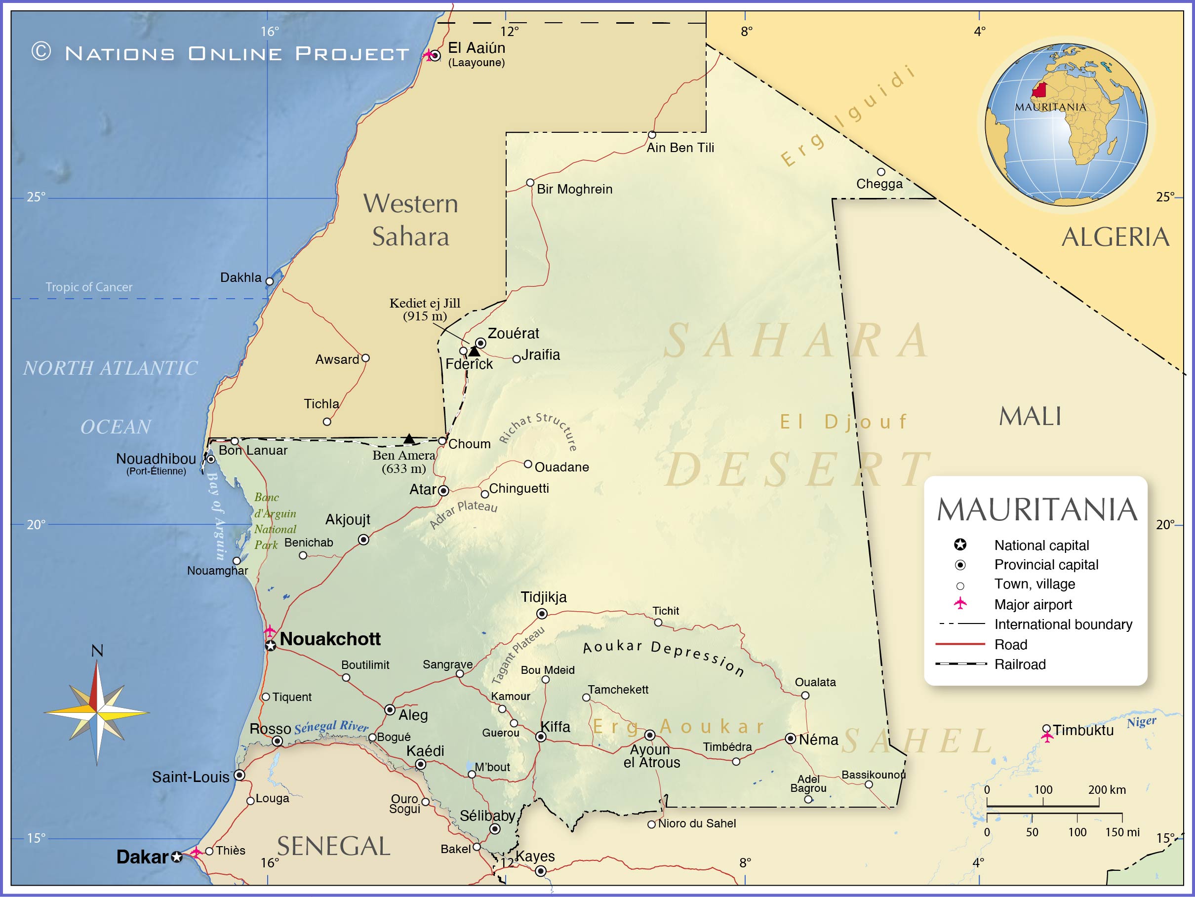 Political Map of Mauritania - Nations Online Project