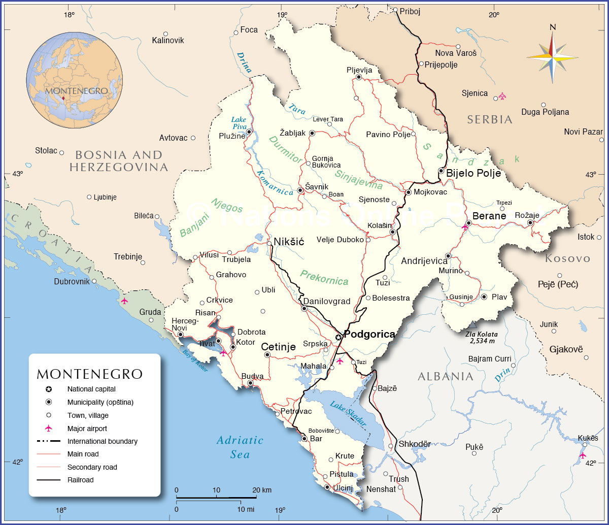 Political Map of Montenegro - Nations Online Project