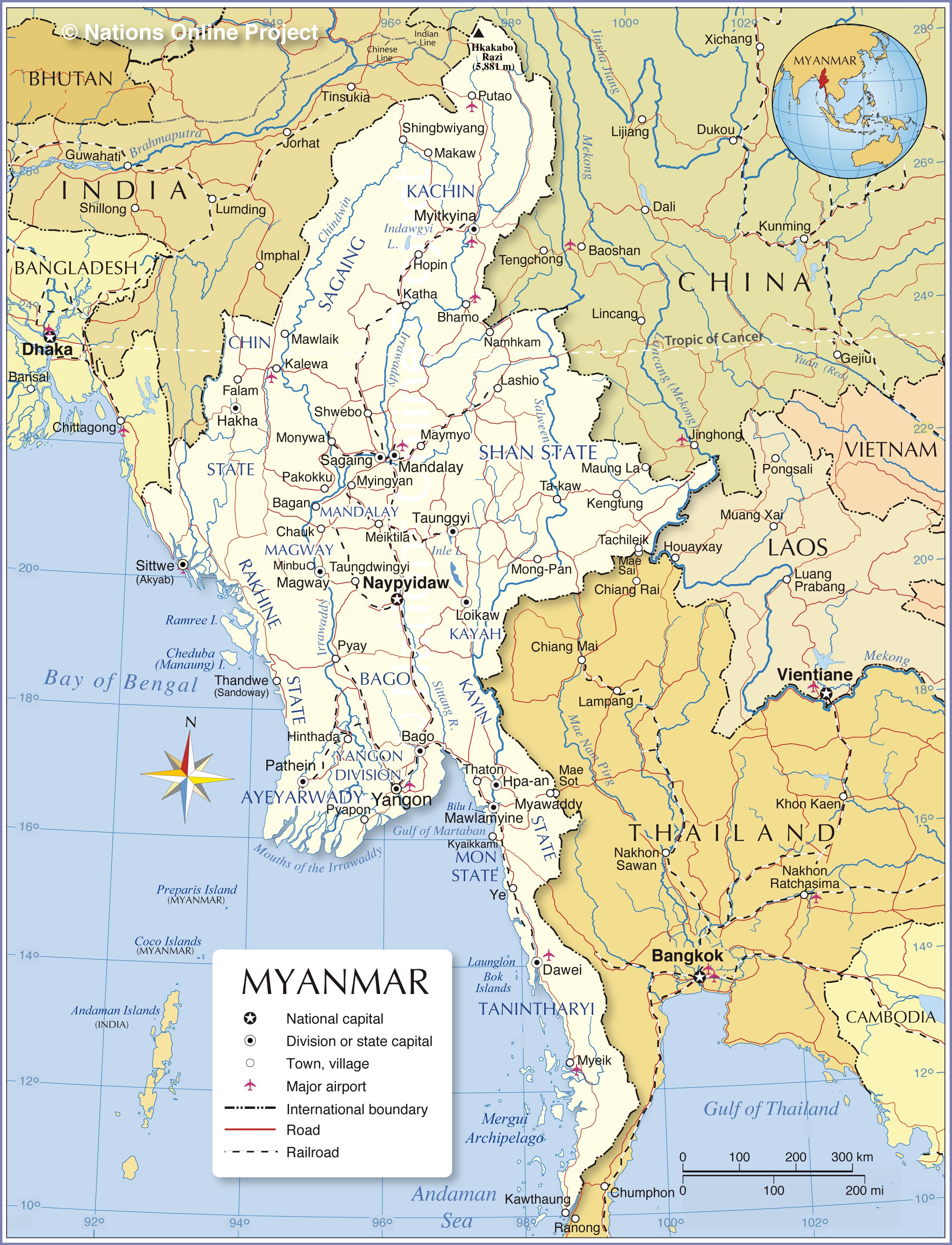 Detailed Political Map Of Myanmar Ezilon Maps Tourist Map Island Images