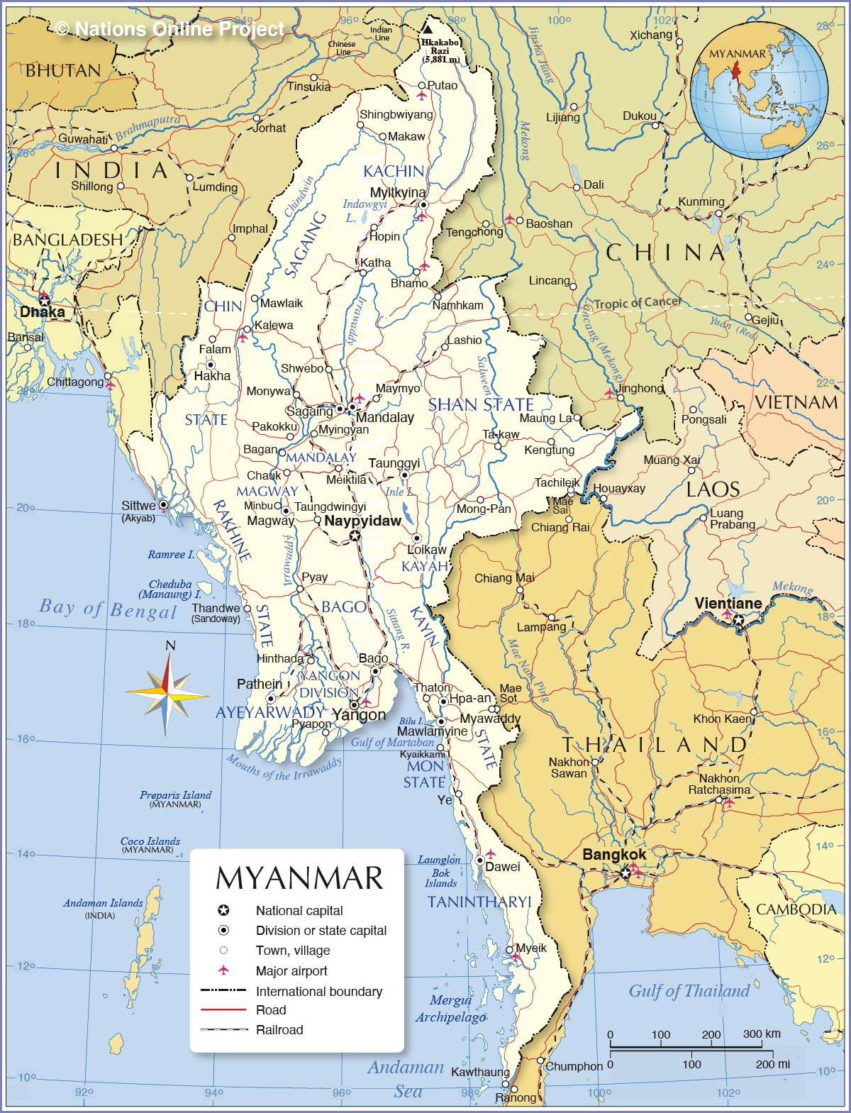 Myanmar Political Map 