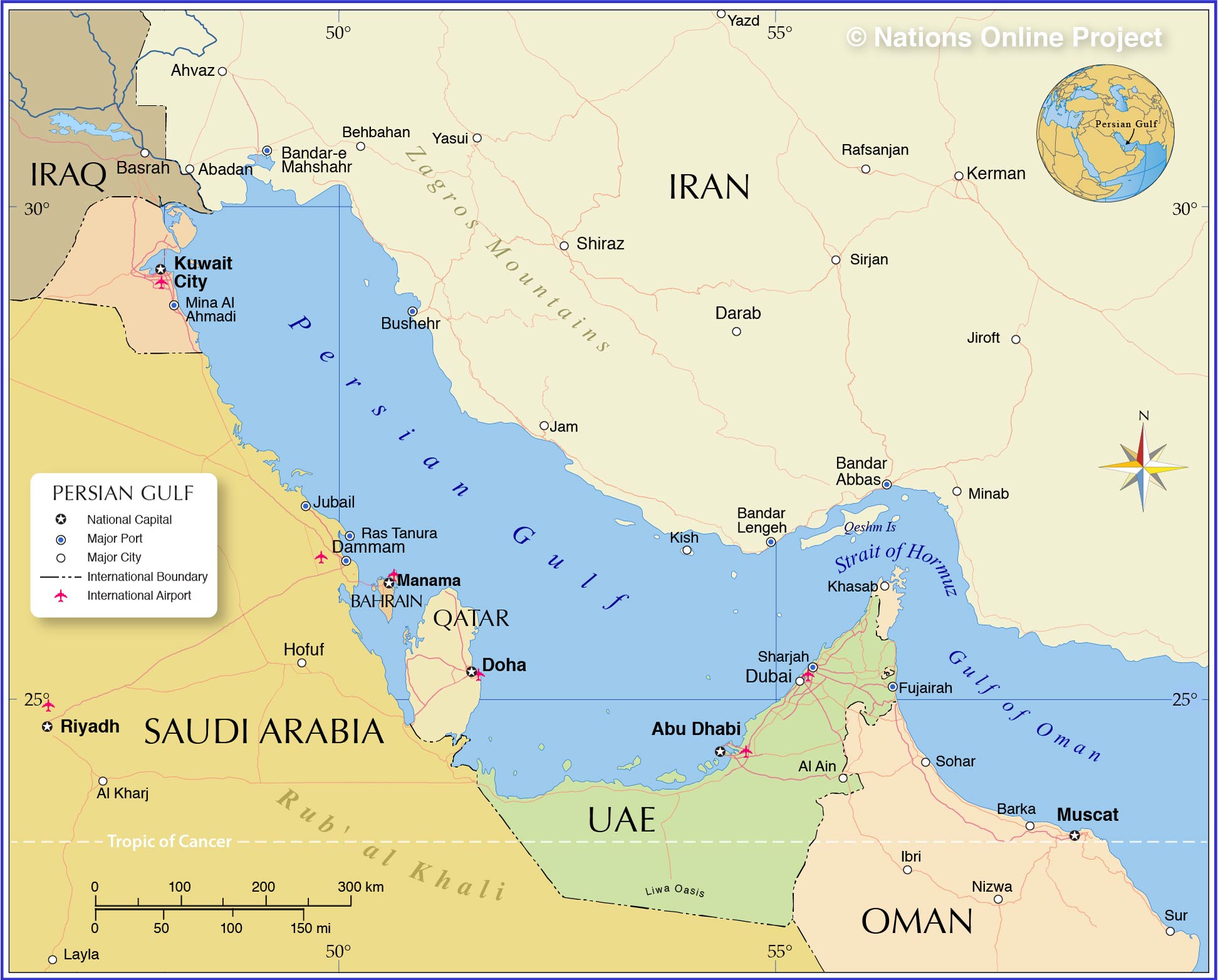 Where Is The Persian Gulf Located On A World Map Political Map of Persian Gulf   Nations Online Project