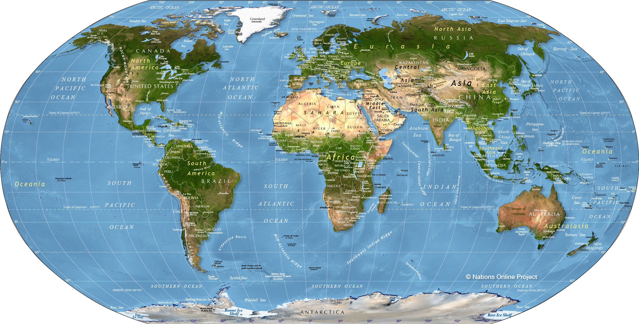 Physical World Map 