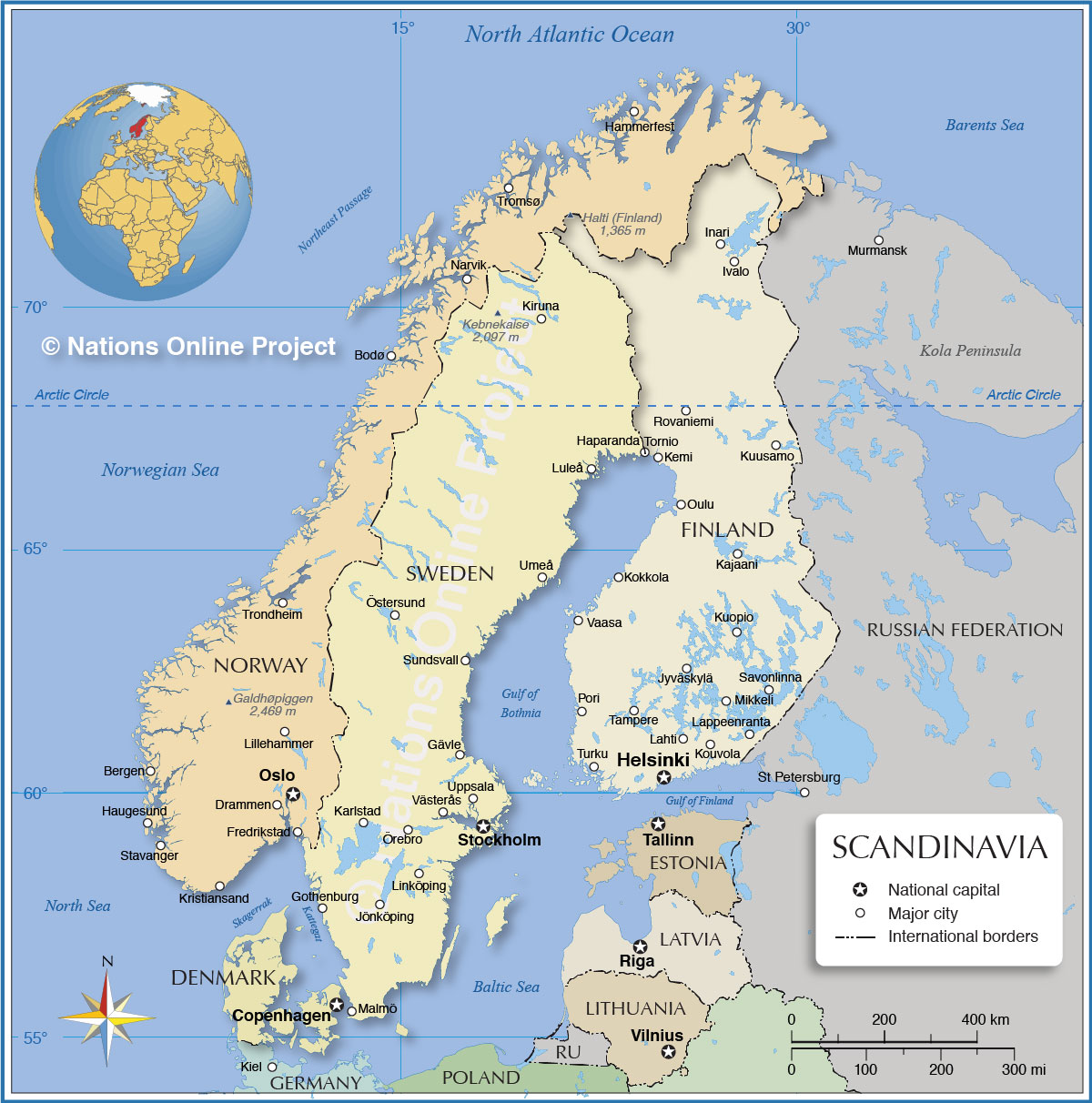 scandinavian mountain range map