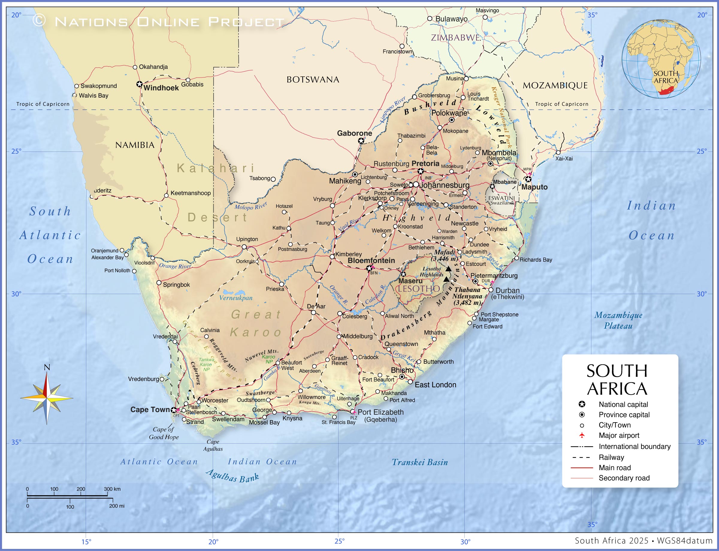 General Map of South Africa